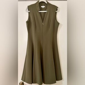 Fit and flare olive colored dress